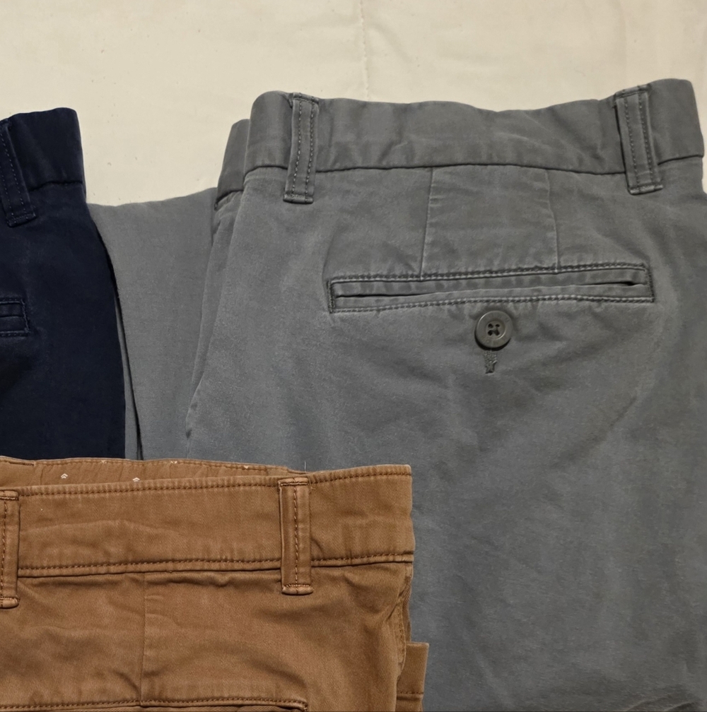 Rowm Classic Fit Comfort Stretch Flat-Front Twill Chino Pants Mens 36x32 Gray